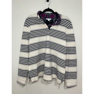 Charter Club‎ Striped Henley with Flip Cuffs and Collar Size L